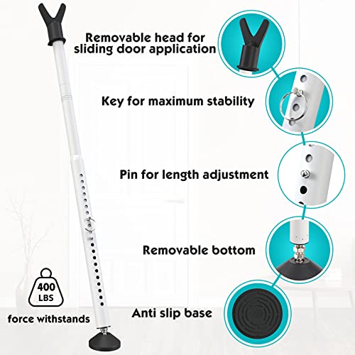 Door Security Bar,Sliding Door Lock Bar with Anti Lift Lock,Adjustable Sliding Door Security Bar for House, Apartment, School, Hotel Door Security System (2PCS)