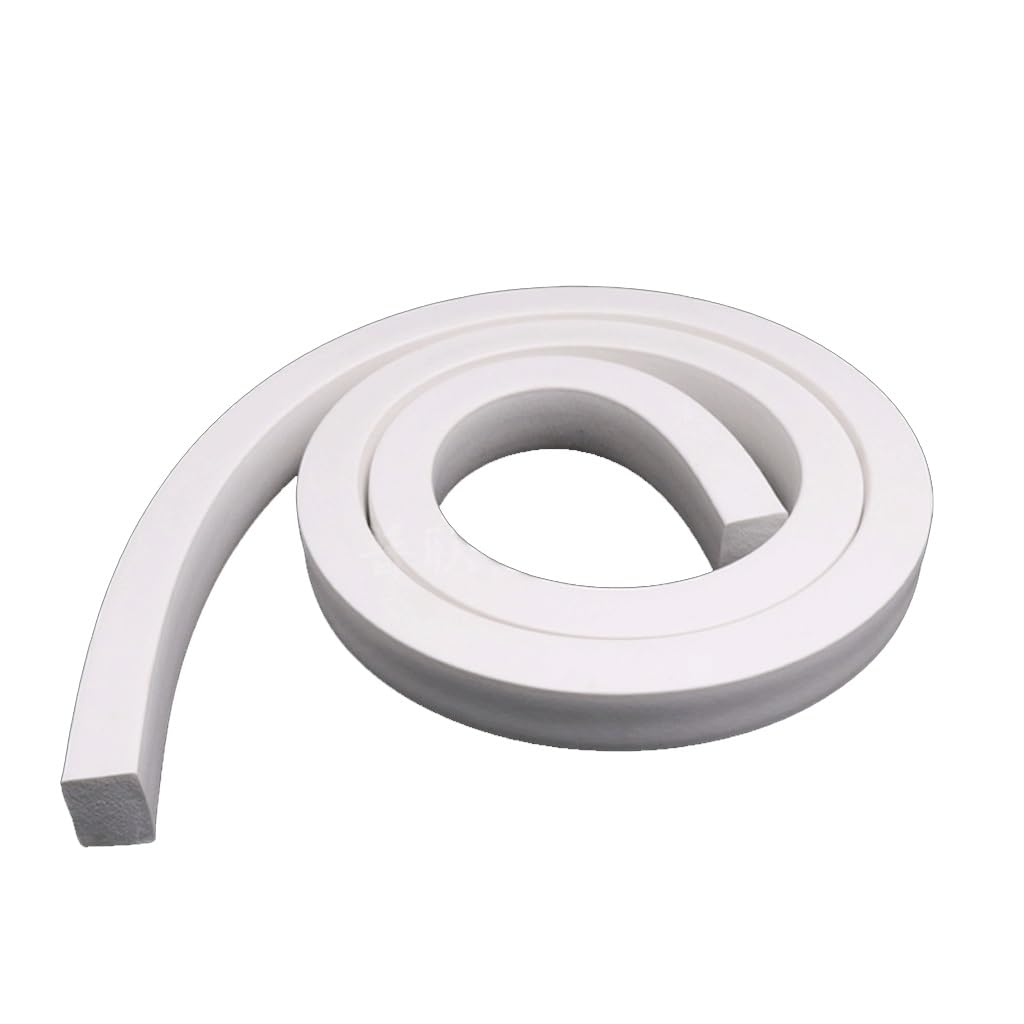 Acvacv One Color Silicone Sponge Strip White Square Rubber Foamed Strip 5M, For Doors Windows Trim Seal Gasket High Temperature Resistant(20X20mm)