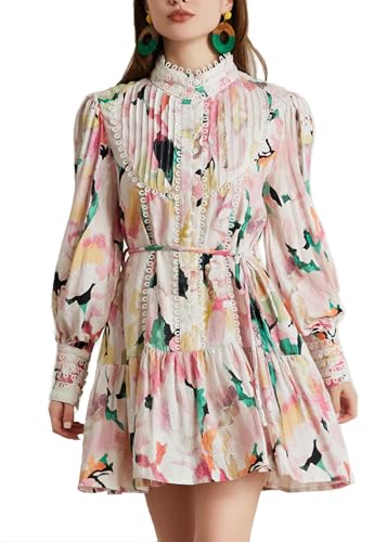 Image of Ruffle Sleeve Tunic Midi Dress Flowy Shift Sundress Sweet Babydoll Button Down Swing Skirt