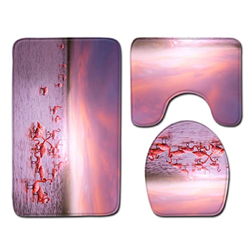 Badematten Set 3 teilig,Toilettenmatte Set,3er Badgarnitur Badezimmer Matte Set Dusch Bade Matte Vorleger Teppich 3D…