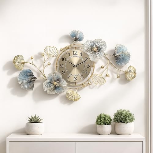 Image of Luxury Metal Wall Clock for Living Room | Designer Decorative Wall Clock with Silent Sweep Movement | Large Modern Wall Clock for Home Decor (kek-02)