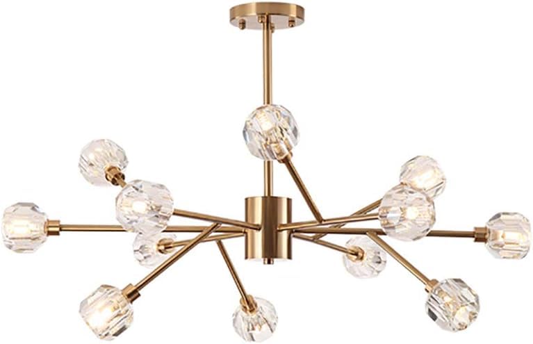 HXYSXHJUO Lustres, Suspension Moderne en Cristal, hauteurs 9, 12, 15 et 18 Pouces, Style Mid-Century, Couleur Or, Compatible avec Salle à Manger, Chambre et Salon, Ampoules G9 (12 têtes).