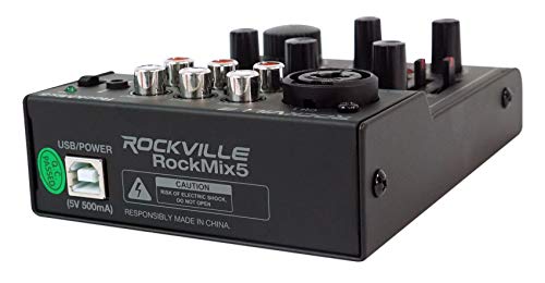 Rockville Rockmix 5 Usb Computer Recording Interface Mixer W/Bluetooth, Echo, Eq #TOP2