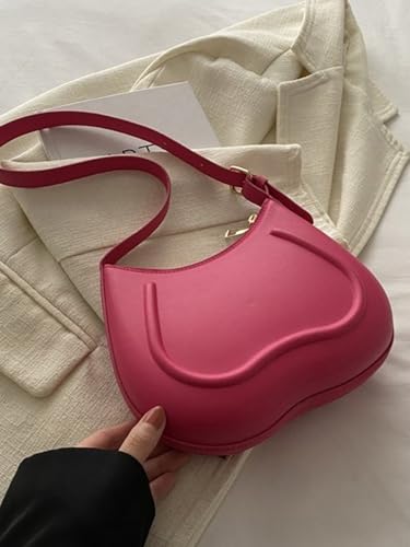 QWINEE Bolsas femininas Y2k com alça superior com zíper bolsas axilas, Rosa choque, One Size