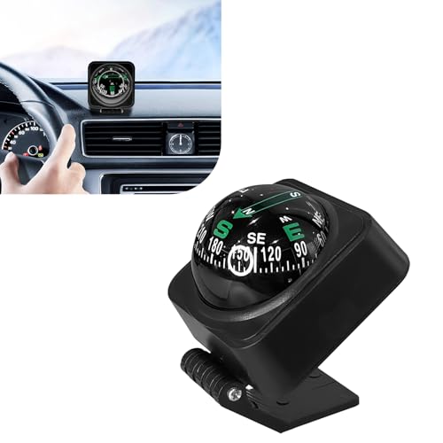 SWQS Upgraded Car Compass 2.6x2.2x2.1 Car Compass Dashboard with Adjustable Angle Portable Compasses for Car Dashboard Auto Accessories for Camping Travel Hiking Universal HD Digital Compasses Ball