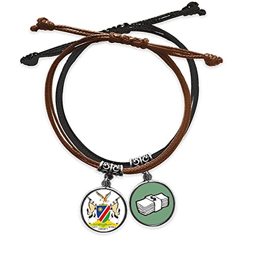 Pulsera de Namibia de cuero genuino y cuerda con acabados artesanales
