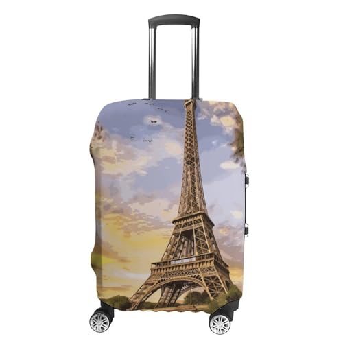 Eiffel Tower Paris Travel Luggage Cover Dustproof Suitcase Cover Luggage Covers For Suitcase Thicken Elastic Suitcase Protector Washable Baggage Covers Fit 19-32 Inch Luggage S