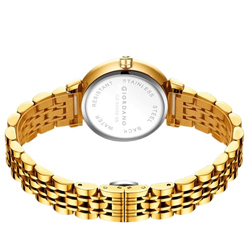 Image of Giordano Luxury Watch for Women - Round Diamond Cut Glass Dial, Elegant Stainless Steel Strap with Quartz Movement