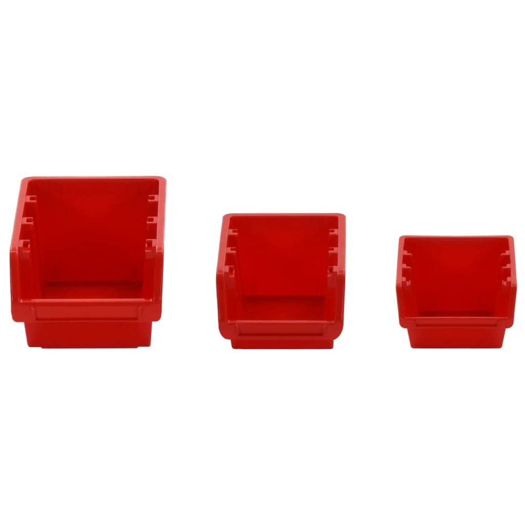 Set estantes Taller 26 pzas Polipropileno Rojo y Negro 77x39 cm,Organización y Almacenamiento de Herramientas,Armarios para Herramientas,2.11kg-152204