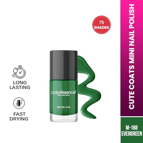 Image of Coloressence Cute Coats Long Lasting Glossy Finish Nail Paint | Chip Resistant | Quick Dry | One Swipe Application | Toxin Free|Evergreen-6ml