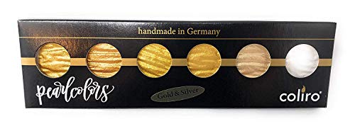 Finetec Coliro C600 Artist Mica Watercolor Pearl and Shimmer-Pearl Paint - Juego de 6