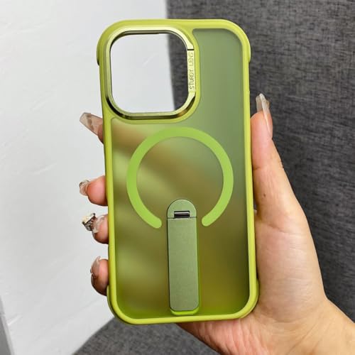 Coque alliage iPhone 14 Plus vert luxe protection béquille et charge sans fil