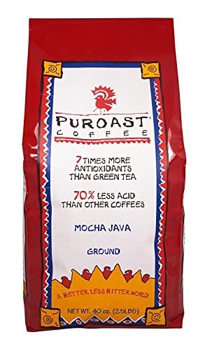 Puroast Low Acid Ground Coffee, Premium Mocha Java, High Antioxidant, 2.2 Lb #TOP9