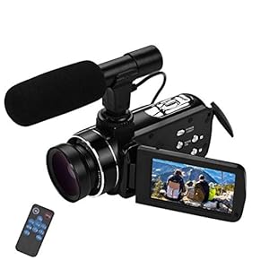 Andoer HD-videocamera, 4K Ultra HD Palmare DV camcorder, 18 x digitale zoomcamera, 3,0 inch LCD, met 0,45 x…