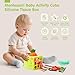 hahaland Baby Tissue Box Toy - Silicone Baby Toys 6-12 Months Montessori Toys for 6 Month Old, 6-in-1 Soft Busy Activity Cube with Scarves, Crinkle, Textures, Mirror, Sensory Popper, Stocking Stuffers
