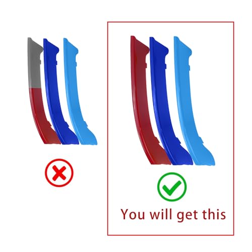 Image of M-Colored Auto Grille Inserts Stripes Trims, Center Kidney Grilles Car Accessories Compatible with BMW 2009-2012 3-Series E90 Auto M-Colored Exterior Interior Decoration,Color A