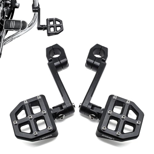 Image of MZS 1.25 inch Highway Pegs, Motorcycle Adjustable Highway Foot Pegs Mount Long Angled CNC Aluminum Compatible with Sportster Softail Road King Street Glide Electra Dyna Vulcan VTX for 1 1 /4 Engine Guard