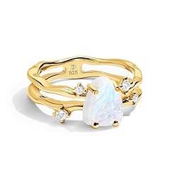 Yellow Gold Moonstone Ring - Flow