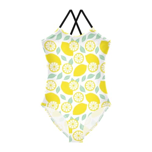 Girls One Piece Swimsuits Lemon Bathing Straps Suit Kids Cute Swimwear 3-10T