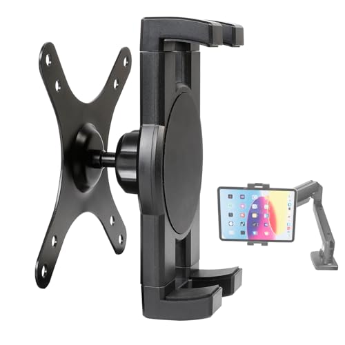 xik VESA Mount Adapter for iPad - Spring Clamp Holder for Phones Tablets & Portable Monitors - Features 360 Rotation & Tilt - Fits VESA 75x75 & 100x100mm