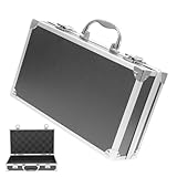 HOMSFOU Werkzeugkasten Aluminiumlegierung mit Fächern Tragbarer Werkzeugkoffer für Werkzeug Zubehör Geruchsdicht und Robust für Zuhause und Messe Schwarz