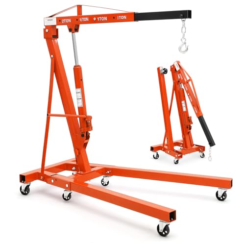 2-Ton Folding Engine Hoist Cherry Picker 4400 Lb Capacity