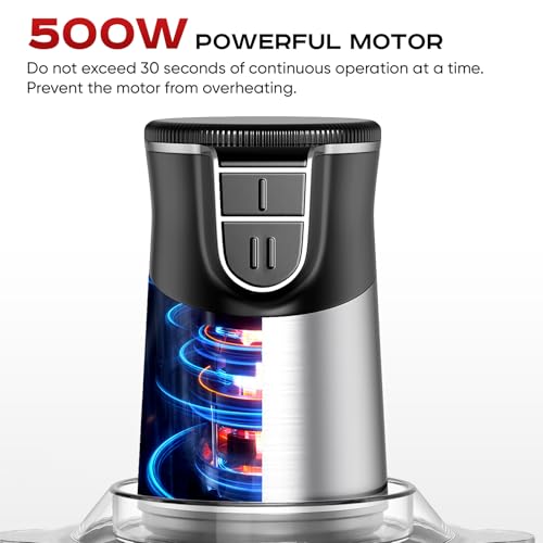 TPGSING 3-in-1 Mixer Küchenmaschine, 500W Multifunktions Mini Mixer & Zerkleinerer, Für Smoothiemaker, Fleisch Zerkleinerer, Gewürze & Kaffeemühle, 3 Behälter & 4 Edelstahl-Klingen, Spülmaschinenfest