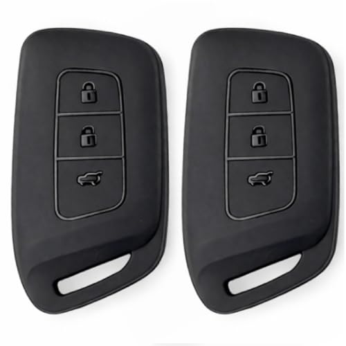 Image of JVCV Soft TPU Key Cover Compatible with New MG Hector, Hector Plus, Windsor and Windsor Pro EV Smart Key | Scratch-Resistant Protective Case (2 Pack - Matte Black)