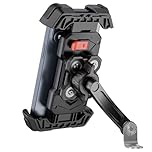 GREFAY Motorcycle Phone Holder, Universal Motorbike Phone Mount with Dual Anti-Vibration, Phone Holder for Motorbike Mirror Mount with 360° Rotation for 4.5–7.2-inch Smartphones