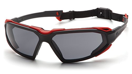 Pyramex Safety Products Highlander Safety Eyewear, Gray Anti-Fog Lens With Black/Red Frame, One Size