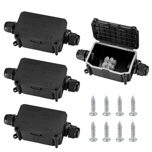 4 Pièces Boîte de Jonction étanche IP66, Boite de Derivation Etanche Exterieur, Connecteur de...