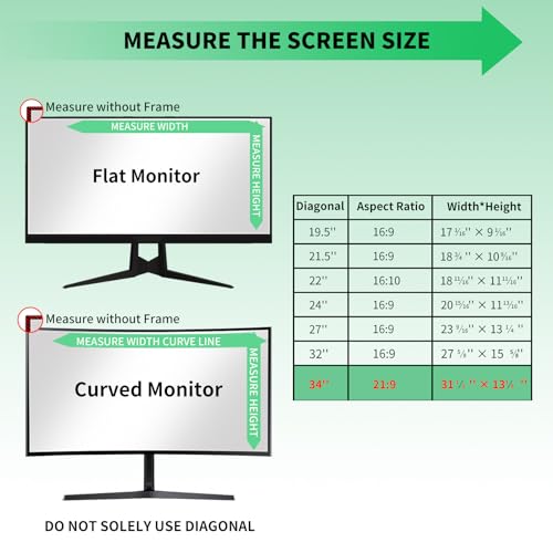 Image of 2 Pack- 34 Inch Curved Computer Privacy Screen Filter for 21:9 Widescreen Screen Protector Computer Screen Privacy Shield Anti Glare