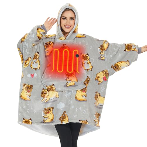 Venustas Heated Blanket Hoodie with Battery Pack, Unisex Oversized Sherpa