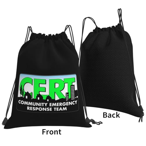 Cert Community Emergency Response Team Drawstring Bags, Lightweight Gym Sack with Adjustable Cord, Water-Resistant Sports Backpack for Men Women, Travel, Yoga, College (Black)3