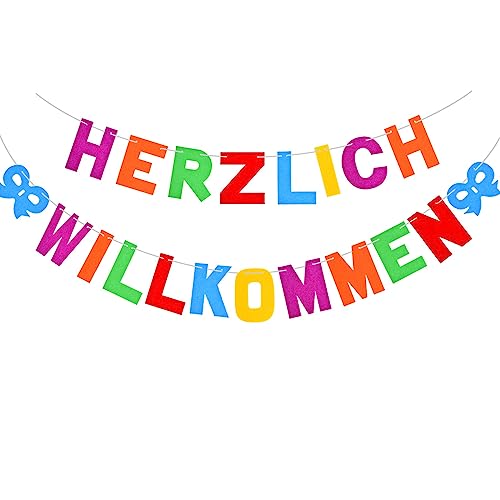 Pancarta de Bienvenida, Cartel de Bienvenida Banderas de Colores de Fieltro, Banner para Reunión familiar, Ceremonia de Fiesta para Recibir a Familiares y Amigos