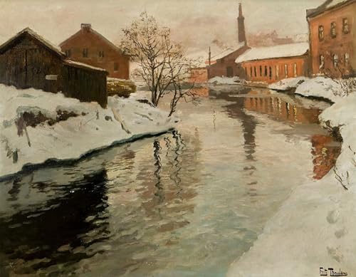 Tableau Frits Thaulow Il Fiume Akerselven impression sur toile nordique 60x90cm
