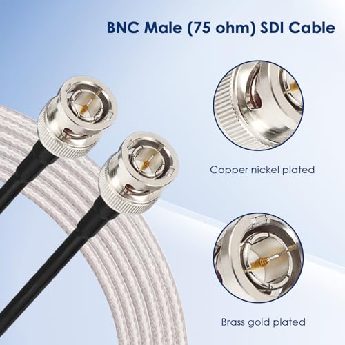 Image of XRDS -RF 2PCS HD SDI Cable 3ft, BNC Male Cable 75 Ohm RG179 SDI Cable for BMCC Video Camera