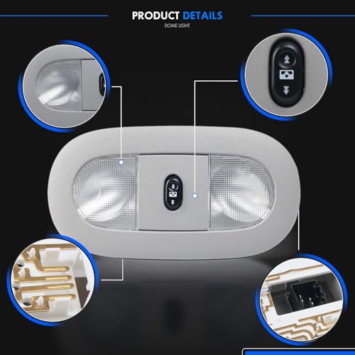 Image of LED Front Overhead Console Interior Dome Map Light w /Sunroof Switch, Gray | Compatible with Ford F250 F350 F450 F550 Super Duty 2008-2010, Replace# 8C3Z-25519A70-AB