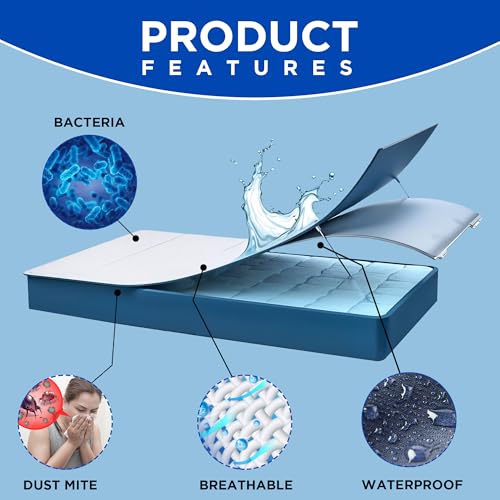 Infinitee Xclusives 100% Waterproof Mattress Protector - Super King 200 cm x 200 cm - 100% Cotton Terry Top - Ultra-Soft, Bed Bug & Dust Mite Proof - 30 cm Deep Pockets, Fitted Mattress Cover