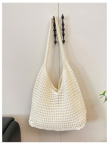 Bolso Tote de Crochet para Mujer Beige miniatura 6