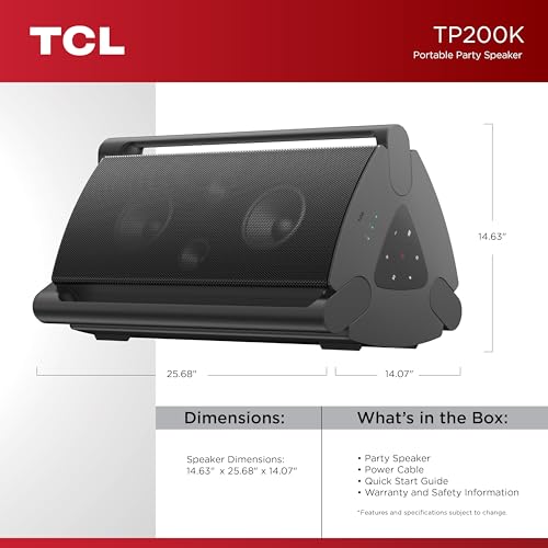 TCL TP200K Portable Bluetooth Party Speaker with 5 RGB Dynamic Light Shows, 12 Hr Battery, and IPX4 Splash-Proof Rating - image 2