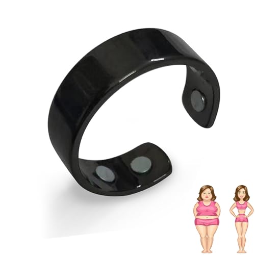 Vayro Ring Original Mgntc Wellness Ring for Women and Men Stainless Steel Open Lightweight and Water-Resistant RingsBlack