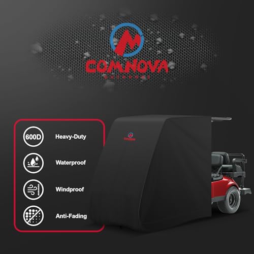 Comnova Golf Cart Cover 6 Passenger - 600D Waterproof Golf Carts Enclosure with Zipper, Windproof & UV Resistant, Outdoor Golf Cart Cover Universal Fit EZGO, Club Car, Yamaha up to 138\"L x 48\"W x 66\"H
