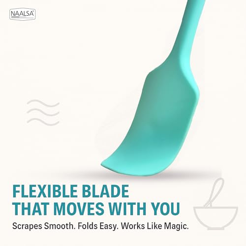 Image of NAALSA GLENZ Silcione Spatula for Cooking and Baking, Full Body Silicone with Steel core, Non Stick 28cm Length 11inch (1pc Spatula)