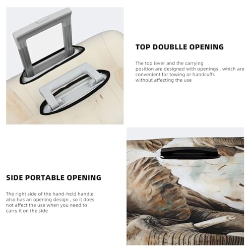 Travel Luggage Covers For Suitcase, Elephant Art On Wood Elastic Suitcase Protector Washable Anti-Scratch Suitcase Baggage Cover Luggage Protector Fits 18-32 Inch Luggage4