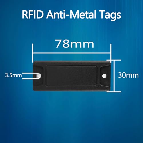 Image of 3pcs RFID ABS Strip Anti-Metal Tags Durable ABS Ntag213 Hard Strip Waterproof RFID Tag with Adhesive Back, Black Heat-Resistant RFID Tags for Home Security and Charging System (78 * 30mm)