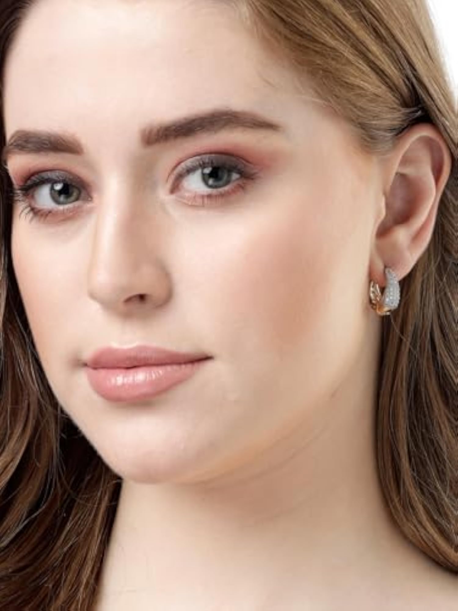 Plated American Diamond Bali/Hoop Earring for Fashion