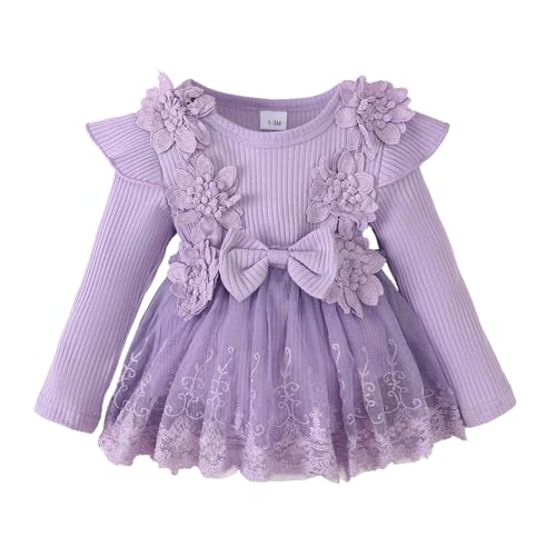 WYTbaby Baby Mädchen Kleid Langarm Neugeborene Babykleidung Rüschen...