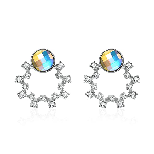 Boucles d'oreilles argent 925 femme cristal zirconium fantaisie scintillante
