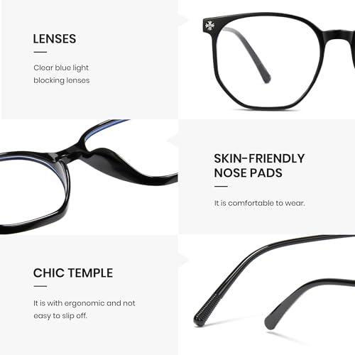 Image of Cyxus Retro Blue Light Glasses Men - Square TR90 Metal Blowline Frame Stylish Trendy for Computer Daily Work 8252